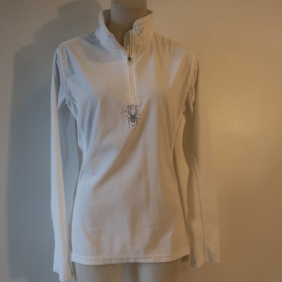 Womens Spyder White 1/4 Zip Fleece Pullover Jacket 16 * - Picture 2 of 10